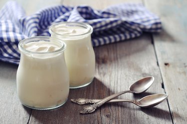 molybdenum-rich yogurt in a glass jars