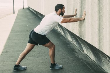 Single-Leg Calf Stretch with Wall Exercise Demonstration