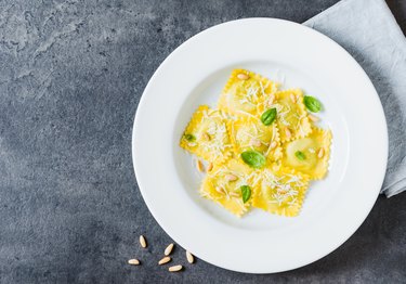 Ravioli plate with parmesan.