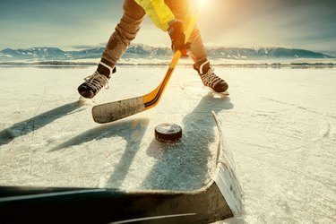 Ice hockey game moment