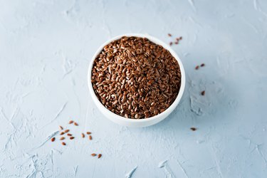 flax seed in white bowl