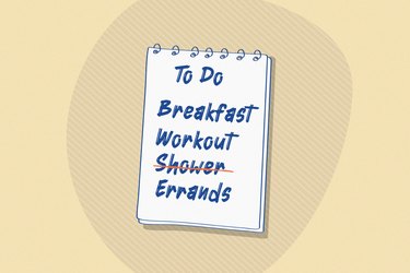 Graphic illustrating a to-do list that skips showering after a workout