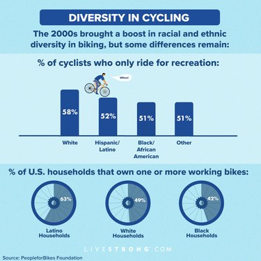 infographic of diversity in cycling statistics of households with bikes and cyclists who ride for recreation