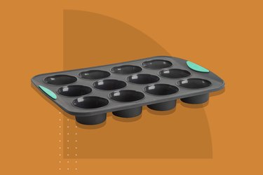 Silicone Muffin Pan on orange background