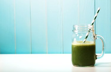 Lemony Pear-Ginger Smoothie in mason jar