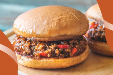 Slow Cooker Turkey Sloppy Joe sandwich on a wooden board