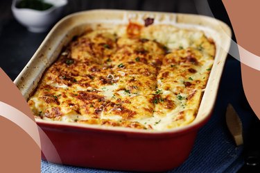 Family-Style Rotisserie Chicken Lasagna in a baking dish