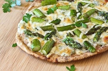 Pita Flatbread with Asparagus and Herbed Cottage Cheese