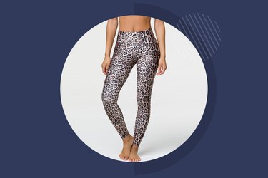Woman wearing leopard print workout leggings from Onzie