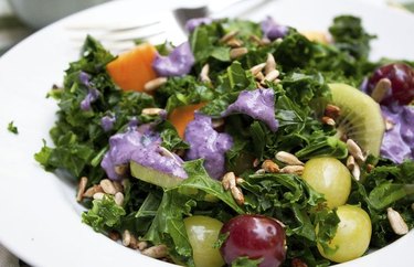 Kale Fruit Salad with Blueberry Dressing