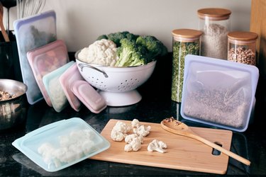 image of stasher bags with food on kitchen counter
