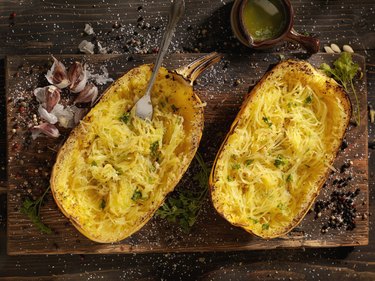 Spaghetti squash with garlic butter and herbs