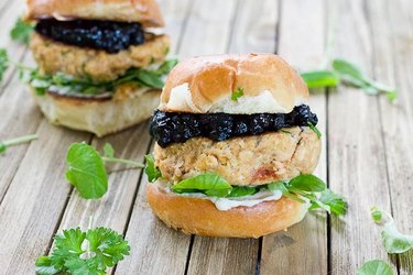 Salmon Sliders with Blueberry Slaw