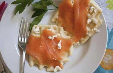 Waffles With Feta and Smoked Salmon Recipe