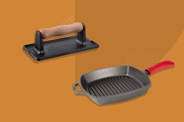 Lodge 10 ½-inch Square Grill Pan + Victoria Cast-Iron Grill Press