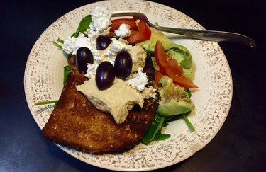 The Greco-Brecko Mediterranean Toast With Hummus and Olives