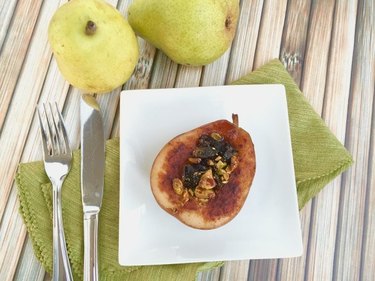 Roasted Pears With Dried Plums and Pistachios