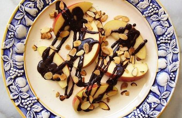 Fuji Apple with Dark Chocolate Drizzle and Almonds Recipe
