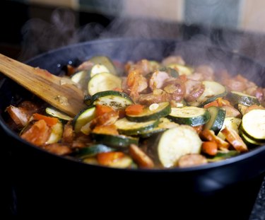 close view of cooking zucchini, one of the foods to avoid during allergy season