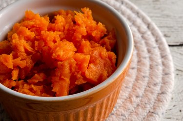 Mashed Sweet Potatoes In Orange Bowl
