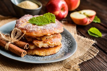 Sweet apple and curd pancakes