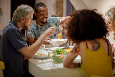 A group of young millenials dining