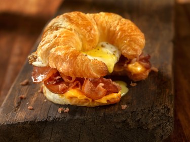 Croissant Breakfast Sandwich with Bacon, egg and Cheese, as an example of HCG diet food in phase 1