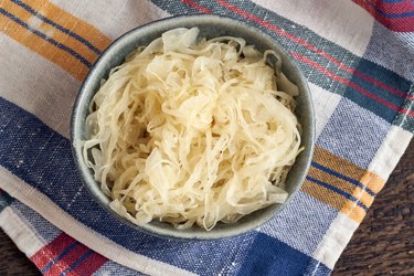 Top view of a bowl of sauerkraut as a natural remedy for diarrhea