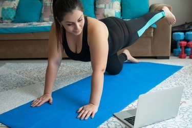 Woman watching online lessons