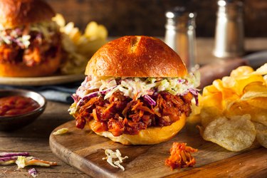 Homemade Vegan Pulled chicken BBQ Sandwich