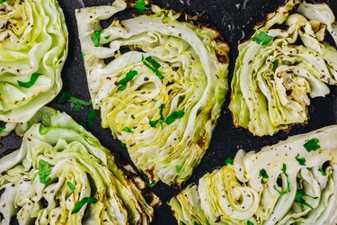 Baked or grilled white cabbage pieces