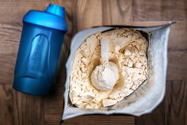 packaging of protein powder and shaker