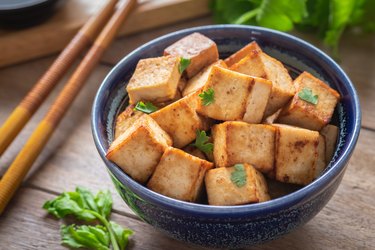 zinc-rich fried tofu in bowl