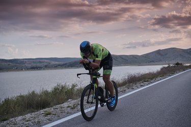 triathlon athlete riding bike