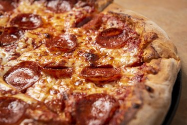 close view of pepperoni pizza, as an example of food to avoid on the daniel fast