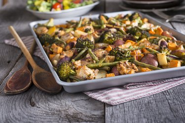 Sheet Pan Chicken dinner with vegetables