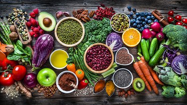 Healthy vegan food background. Top view