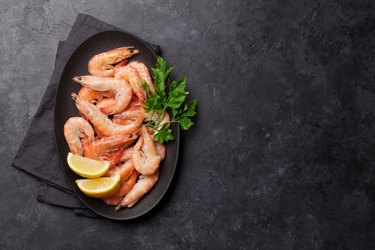 Steamed tiger shrimps