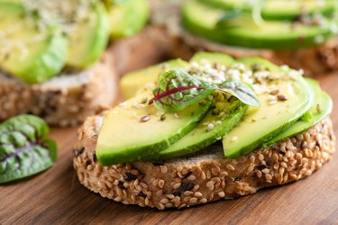 Healthy vegan avocado toast with hemp seeds