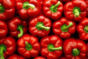 beta-carotene-rich red bell peppers  packed together