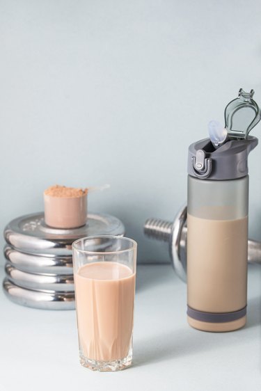 Healthy food concept. Protein drink.