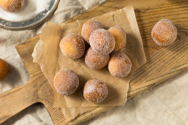 Homemade Fried Cake Donut Holes with Sugar