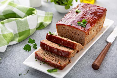 Classic meatloaf topped with a spicy tomato-based glaze.