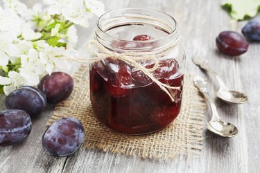 boron-rich prune jam in a glass jar