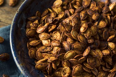 Homemade Roasted Spicy Pumpkin Seeds, as an example of foods that fight stress