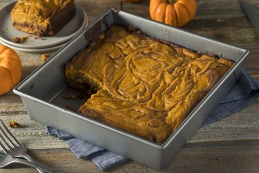 Homemade Pumpkin Chocolate Brownies made with canned pumpkin instead of eggs and oil