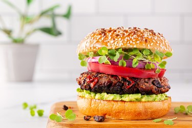 Precooked burger  in a light and bright environment