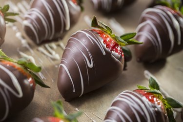 Close view of chocolate-covered strawberries as an example of chocolate for weight loss