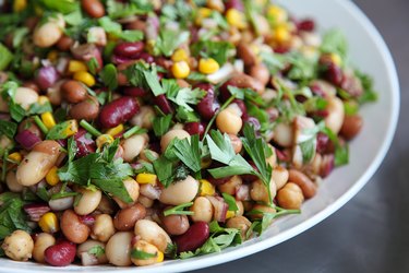Mixed bean salad, as an example of canned foods for weight loss