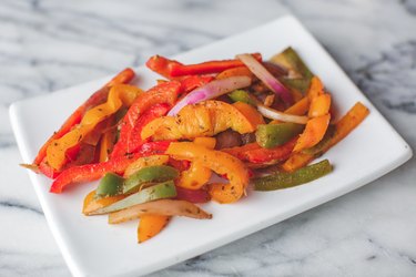 Sautéed peppers and onion fajita vegetables